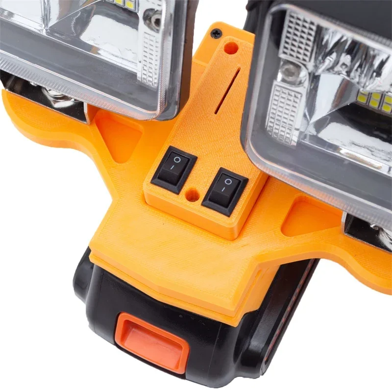 Portable Cordless Double-headed LED Work Light Suitable for Black&Decker 20v Li-ion Battery Family Camping Outdoor Travel Light