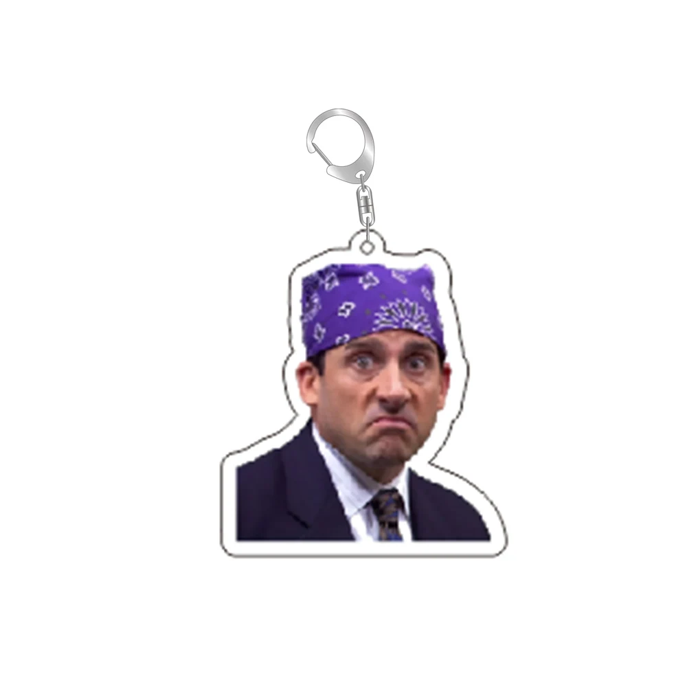 Hot TV The Office Series Funny Acrylic Keychain Michael Scott Dwight Schrute Figure Keyring Keys Bag Pendant Fans Gift Souvenir