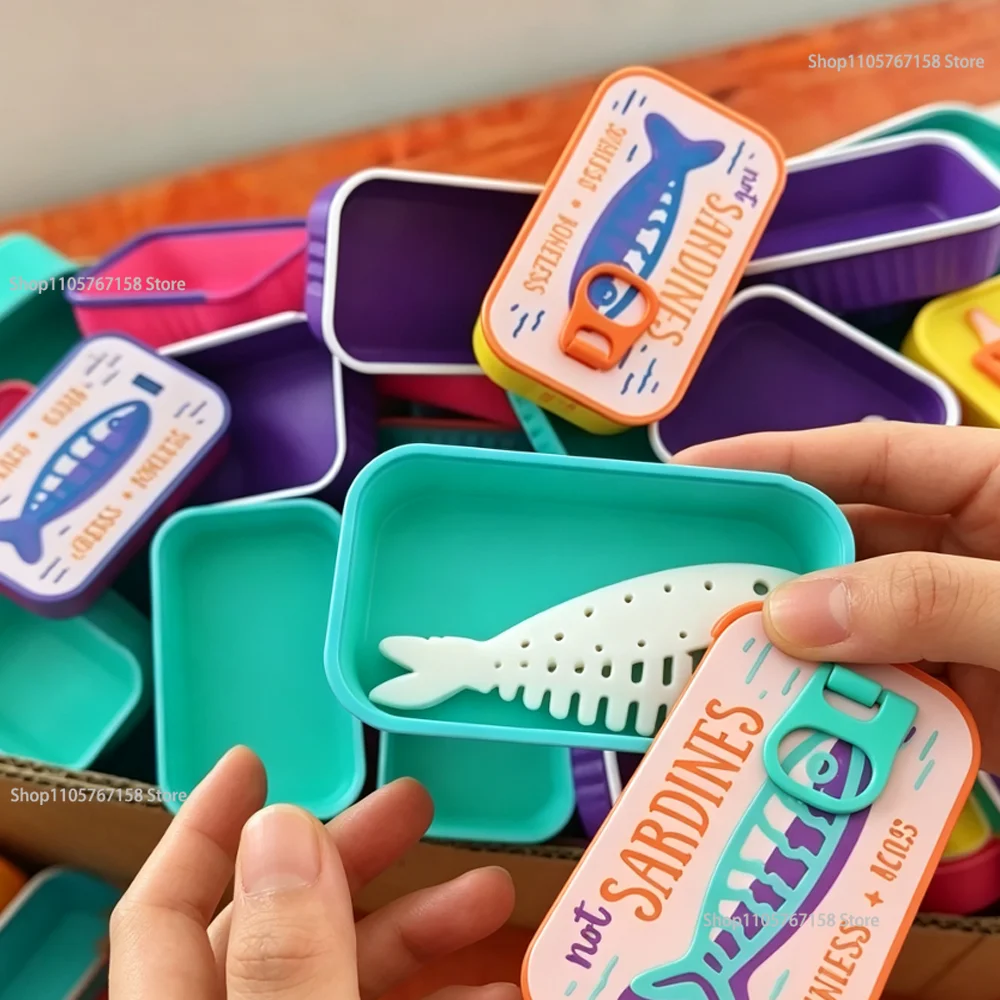 Sardines Travel Jewelry Case, 3D Printed Box with Fishbone Earring Holder Ring Organizer Portable Home Decor Items