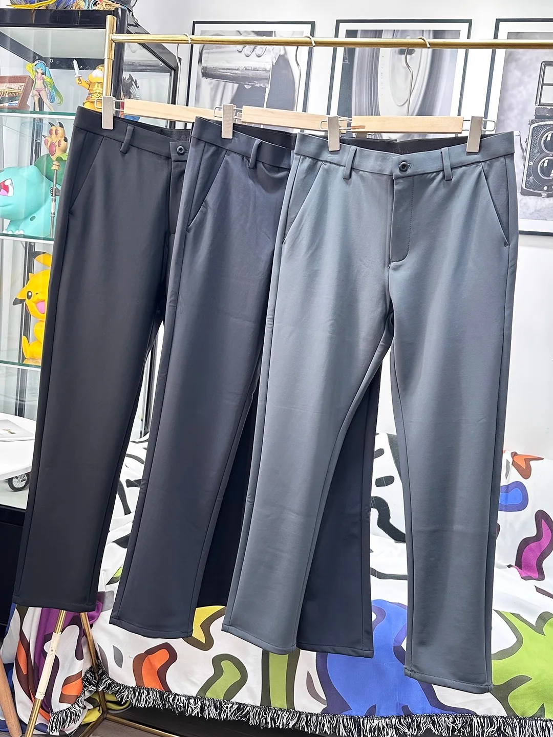 

High Comfortabili Busin повседневные мужские прямые брюки четырехсторонние эластичные брюки из нейлонового волокна Ele Sle для поездок на работу