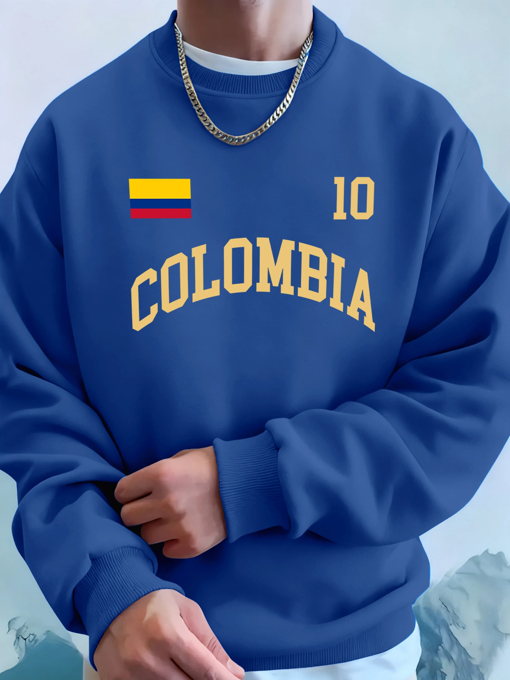 Ropa deportiva con estampado de letras y bandera de Colombia para hombre, Sudadera con capucha con cuello redondo que combina con todo, ropa de bolsillo de lana, sudaderas básicas suaves con capucha