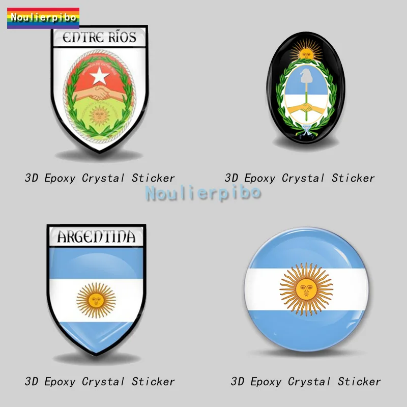 3D Three-dimensional Epoxy Resin Car Dome Sticker Argentina Flag National Emblem PVC Car Trolley Case Motorcycle Vinyl Decal