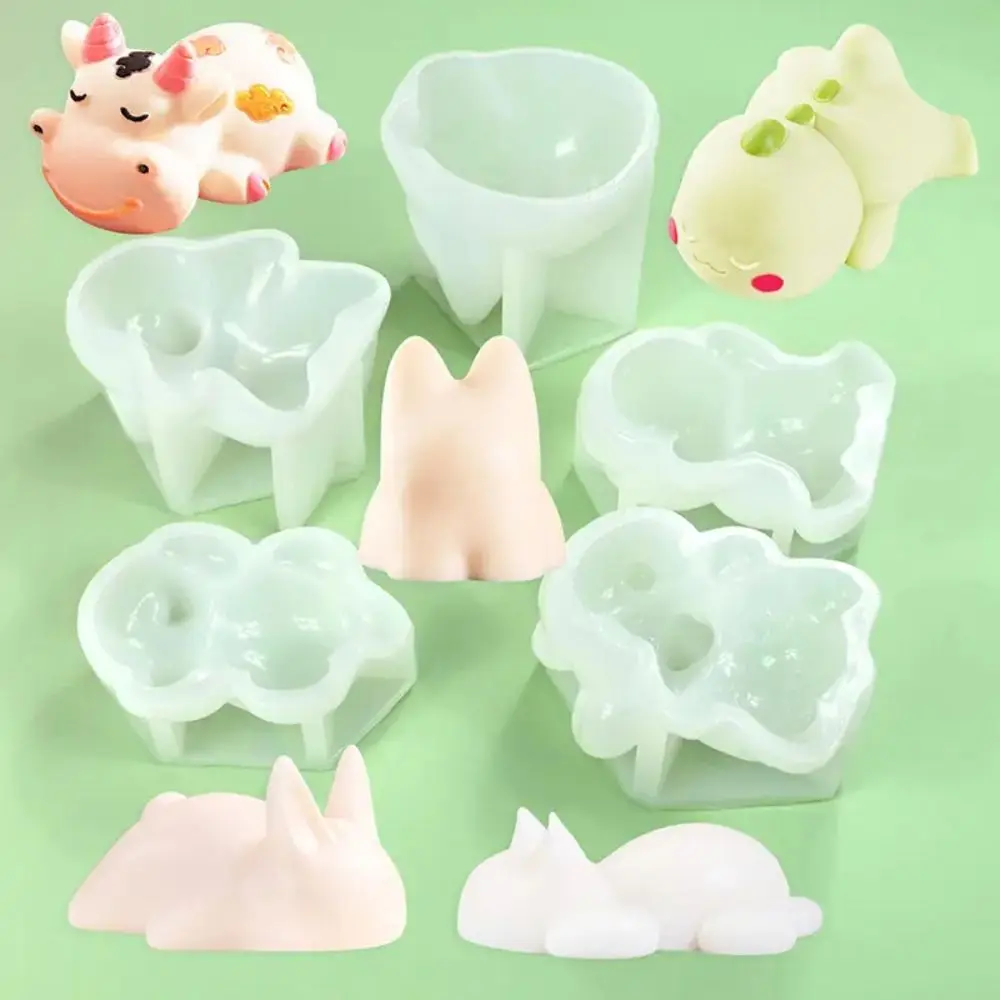 New Portable Milk Pudding Silicone Mold Lying Dragon DIY Custard Mold Kitty Cartoon Jelly Cake Molds