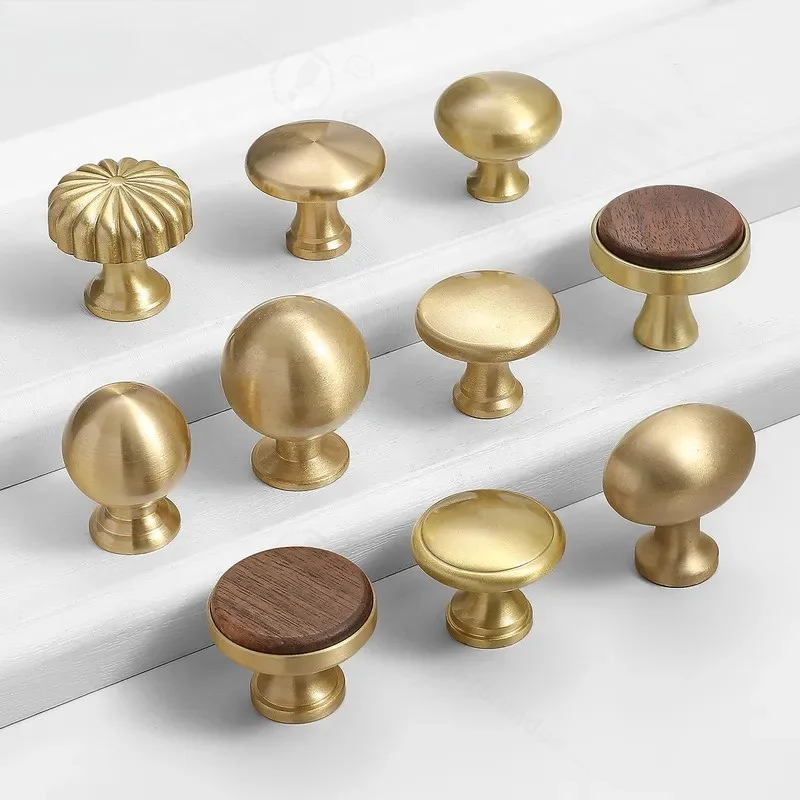Modern Simple Gold Brass Cabinet Door Handle Light Luxury Single Hole Solid Metal Pull for Wardrobe Drawer Coffee Table