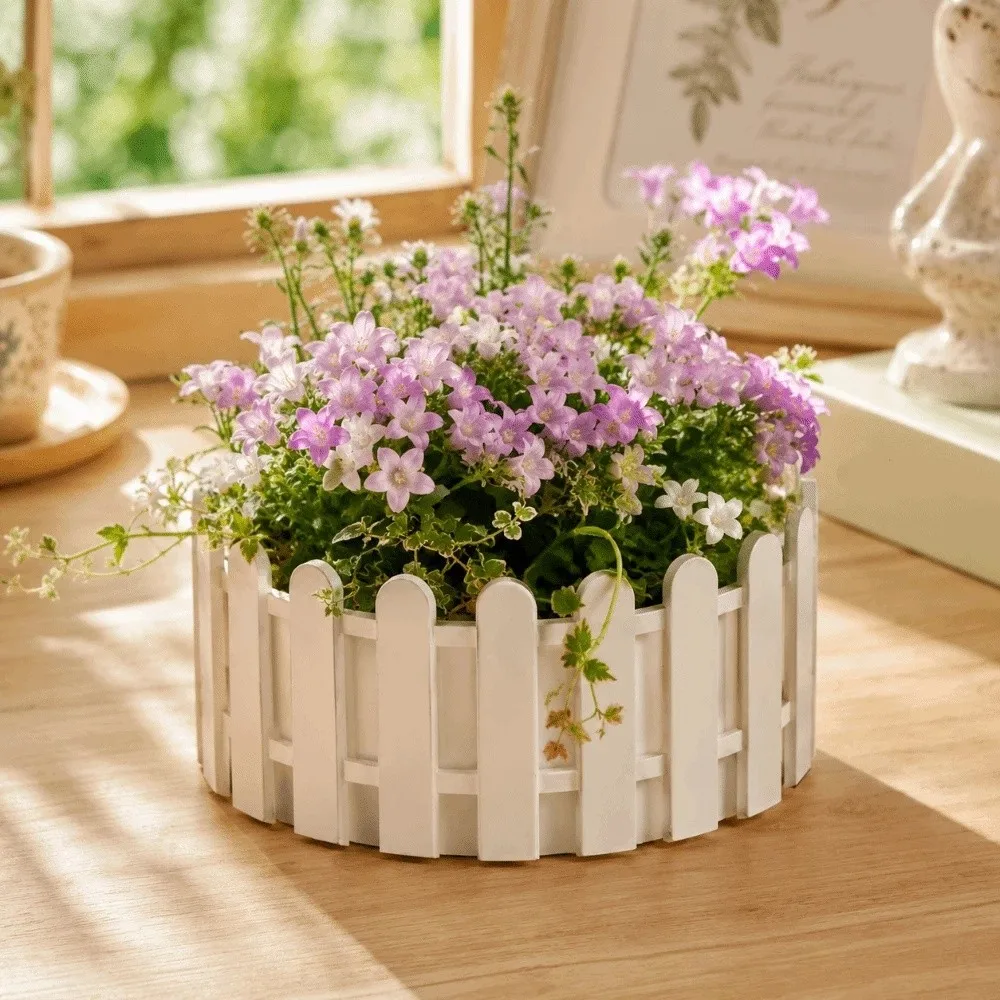 Simple Small Fence Flowerpot Greenery Container Rustic Style Flower Arrangement Garden Decoration Planter Box Party Decoration
