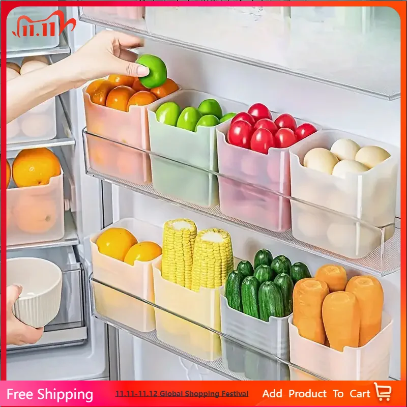 

3Pcs BPA-Free Clear Refrigerator Storage Box Space-Saving Kitchen Organization Food Sorting Boxes for Fridge Door & Counter