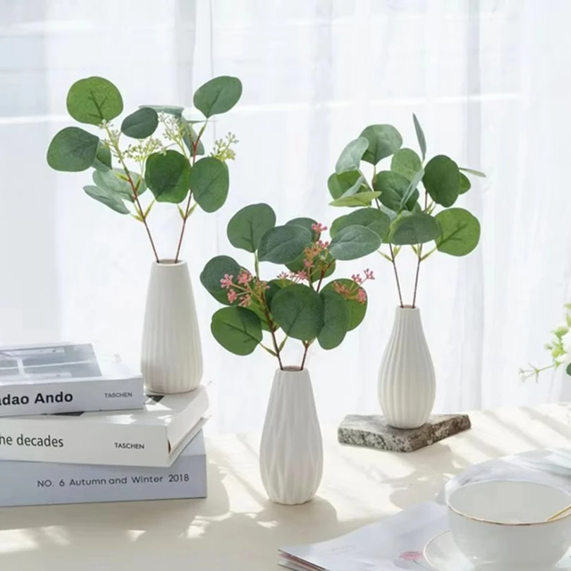 

10Pcs Artificial Silk Eucalyptus Leaves Diy Festival Vase Home Scrapbook Flowers Garden Wedding Bridal Bouquet Party Decorations