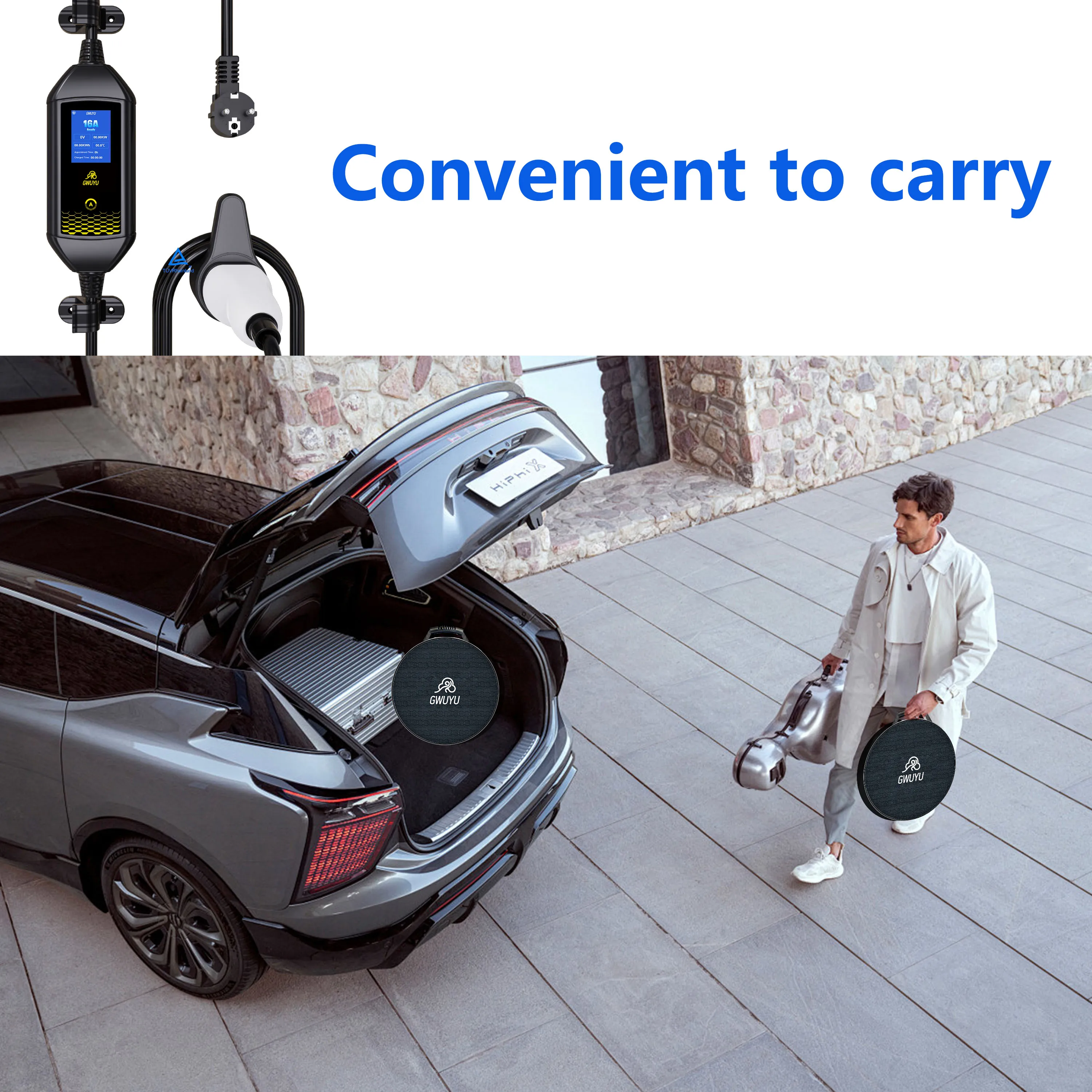 GWUYU 16A 3,5KW Typ2 Europäischer Standard-Stecker Tragbares Elektrofahrzeug-Ladegerät EVSE-Ladestation mit WLAN Bluetooth APP-Steuerung – Detail 21