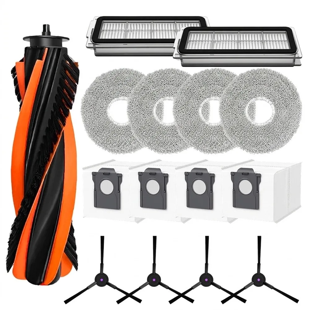 Replacement Parts Kit for Deerma For X80 Vacuum: Roller Brush Side Brushes Filters Dust Bags Mop Cloths Composite Non Woven