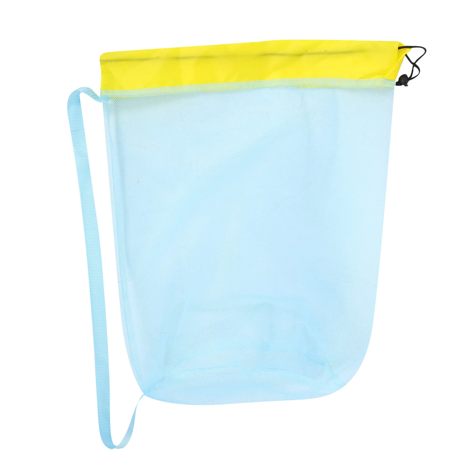 Bolsa de malla de playa para niños con cierre de cordón, bolsa de recolección de concha de arena ligera, diseño hueco para nadar y hacer senderismo