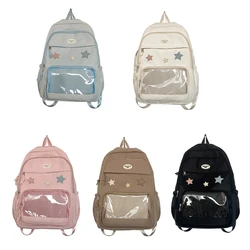 Japanese Cartoon Nylon Backpack Student Girls School Bookbag Women Casual Large Capacity Shoulder Bag Travel Rucksack Daypack