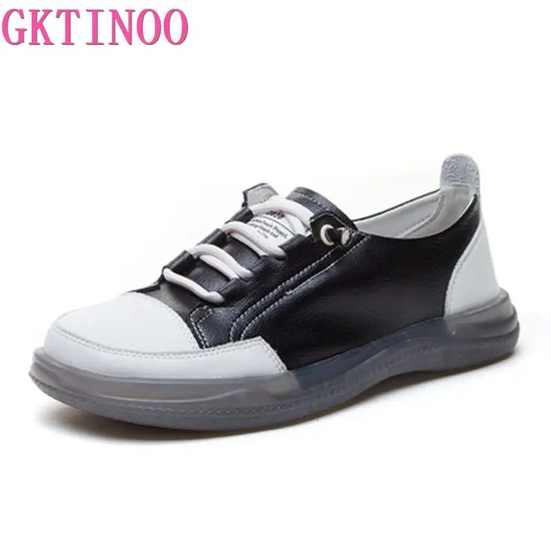 

GKTINOO Genuine Leather Women's Flat Sneakers Large Size 35-41 Autumn Vulcanized Shoes Ladies Casual Shoes Comfortable Flats