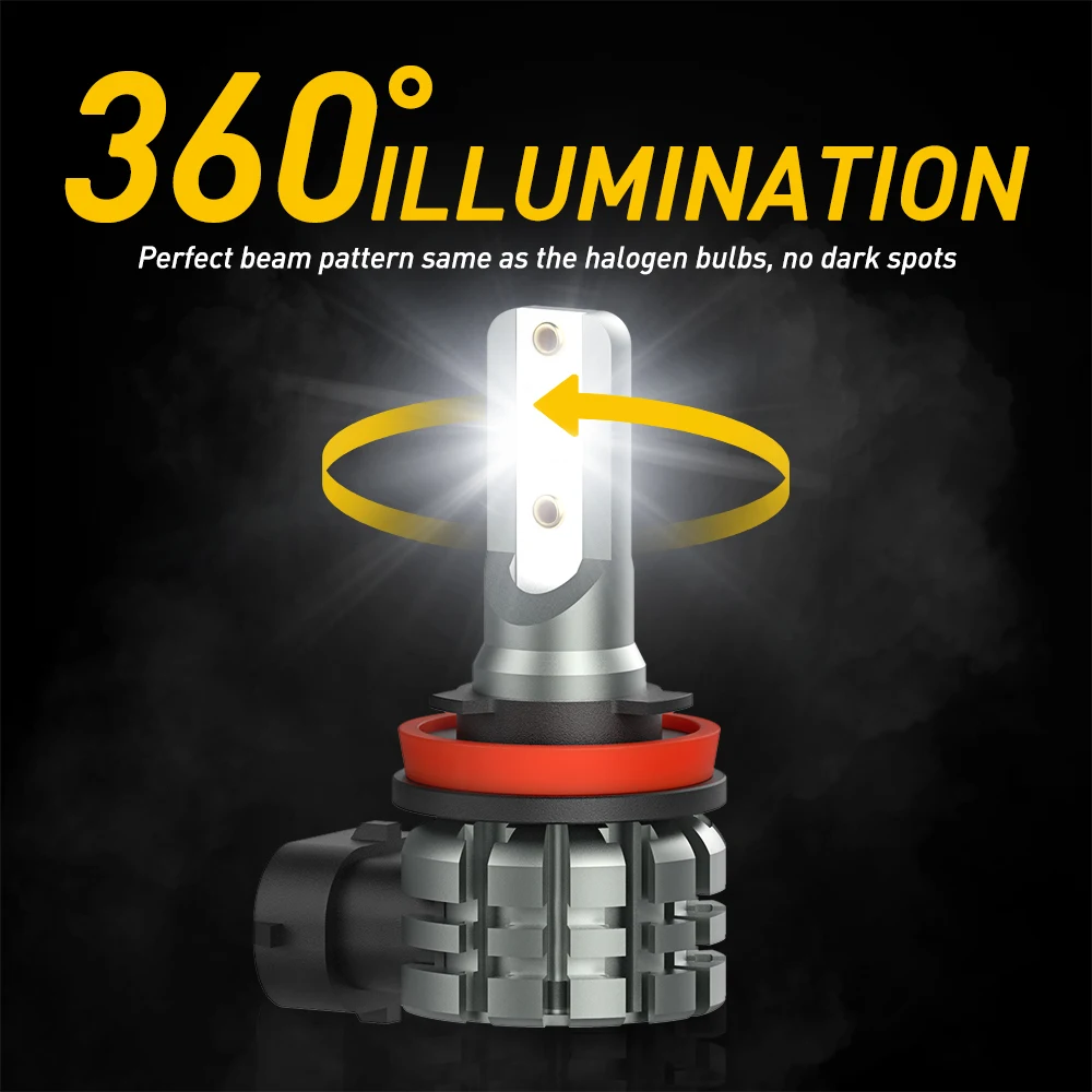 AUXITO 2X H11 H9 H8 LED Fog Light Bulb Canbus Error Free 3000K Yellow Super Bright White Yellow H16JP 9006 HB4 LED Fog Lamp DRL