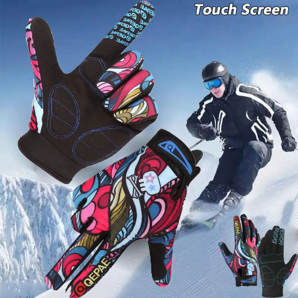 도매 프린트 사이클링 장갑 자전거 스포츠 풀핑거 하이킹 장갑 메쉬 젤 겨울 장갑 여성용