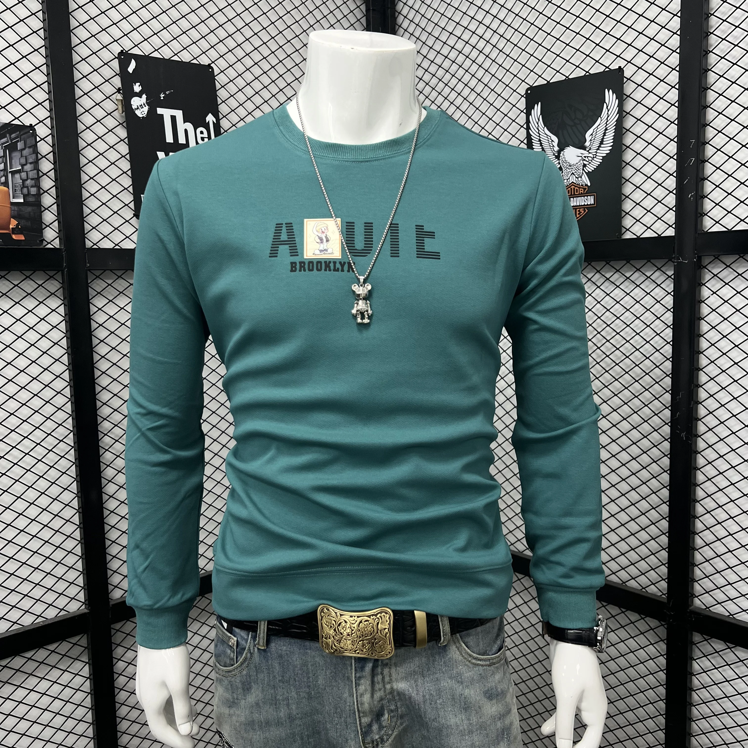 Men's Pullover New Autumn Fashion Men's Long Sleeve Crew Neck Shirt hoodie Luxury  Printed Letter Slim Sweatshirt Base Top ﻿