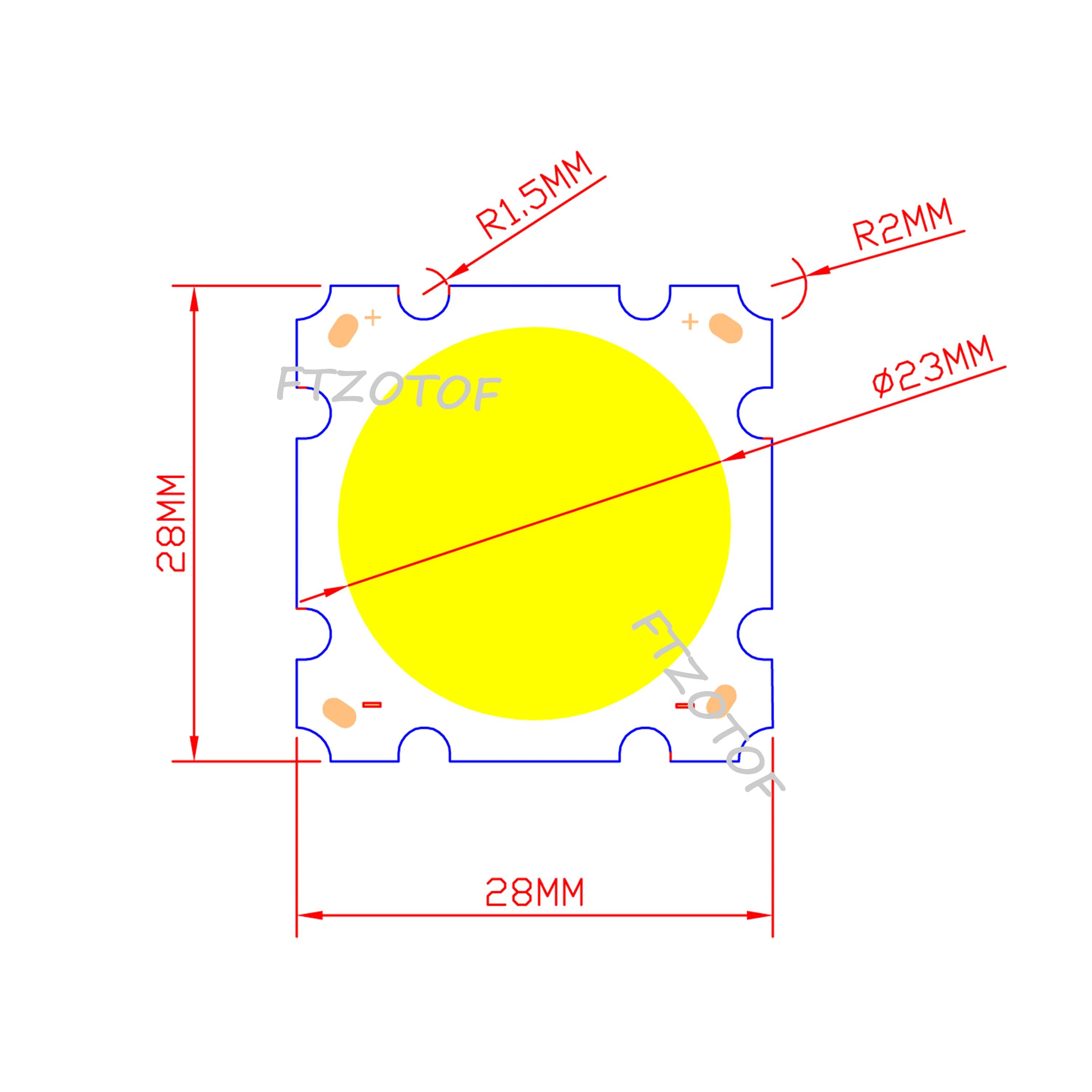 FTZOTOF LED 29V-48V Dc Downlight o dużej mocy COB Chip 28x28mm źródło światła 15W 20W 30W do oświetlenia zewnętrznego i Lndoor