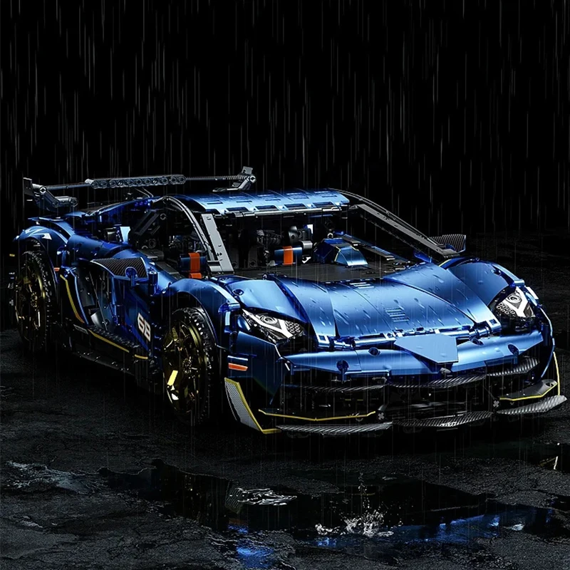 3811PCS Technology Blue SVJ Super Speed Sports Car Model MOC 10520 Race Cars Building Blocks Kits Toys Boys Kids Adult Gift