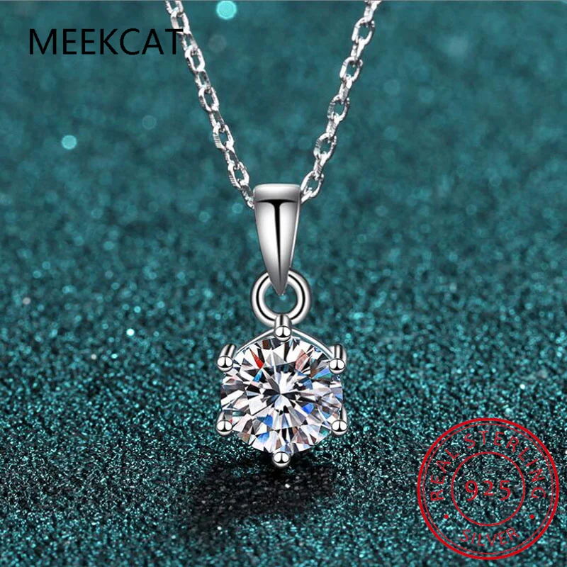 14k White Gold Copy Moissanite Necklace Women 925 Sterling Silver Heart Pendant Round Brilliant Diamonds Necklace Fine Jewelry