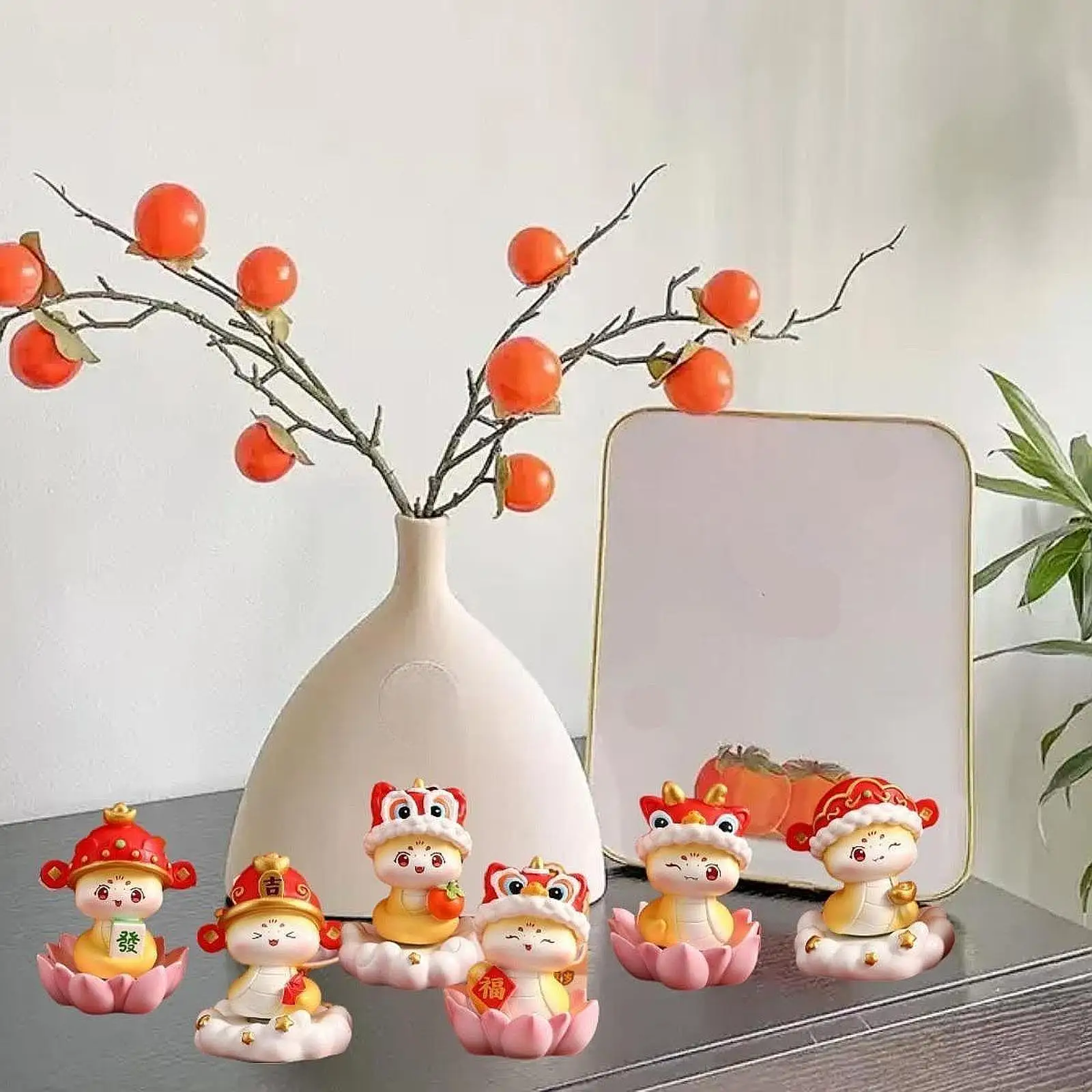 6x Chinese New Year Snake Figurines New Year Decor for Cabinet Bedroom Shelf