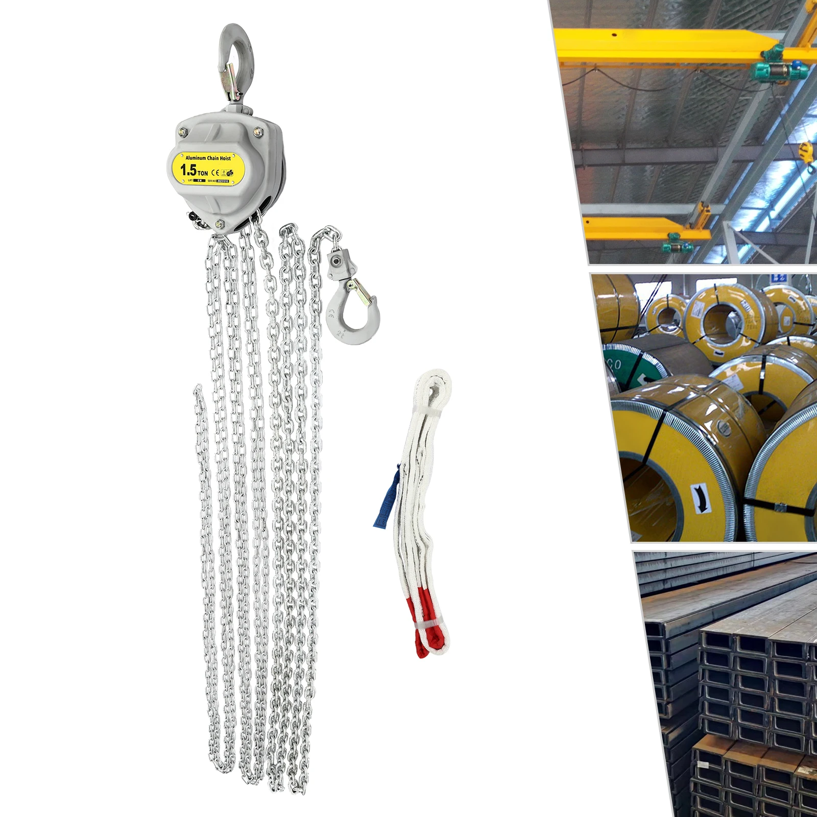 

1.5T Hand Chain Hoist Aluminum Alloy Lifting Chain Block Manual Lifting Tool with 8.2ft Lifting Height for Industrial Warehouse