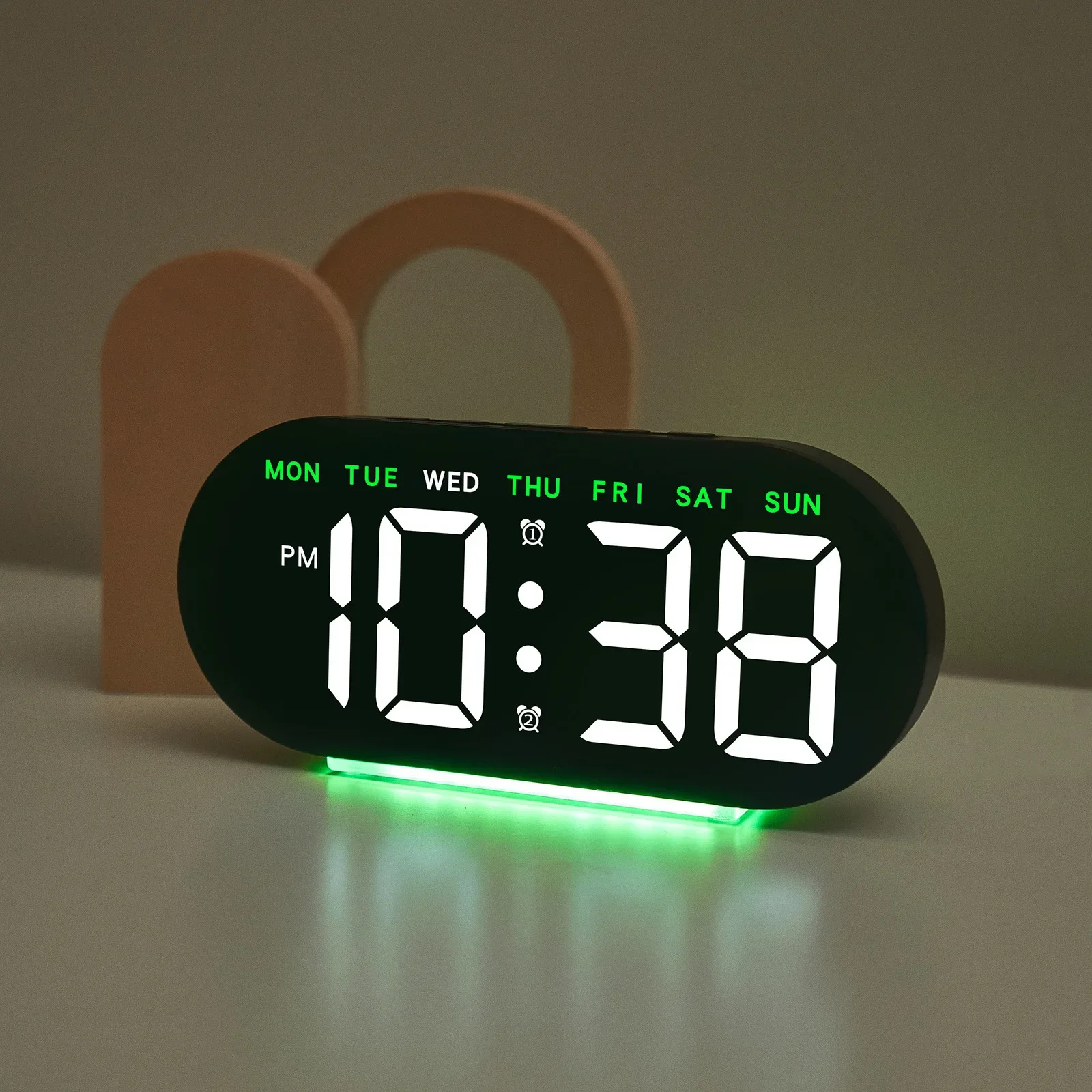 Multifunctional LED Digital Clock Minimalist Modern Design Large Screen Ambient Light Bedside Alarm Clock