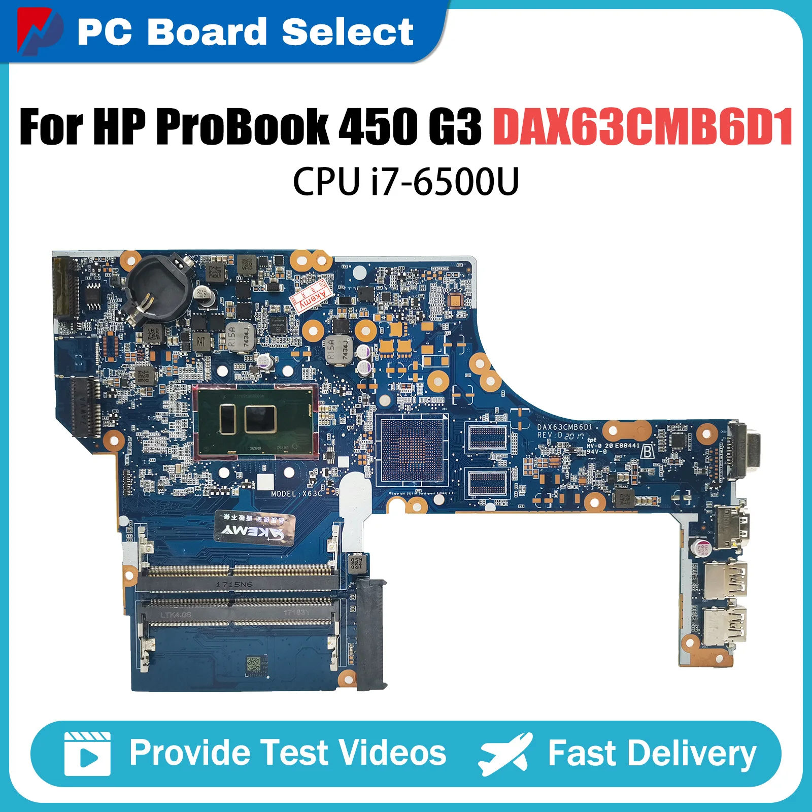 

855671-001 855669-601 Mainboard For HP Probook 450 G3 470 G3 Laptop Motherboard DAX63CMB6C0 DAX63CMB6D1 With I3 I5 I7 CPU DDR4