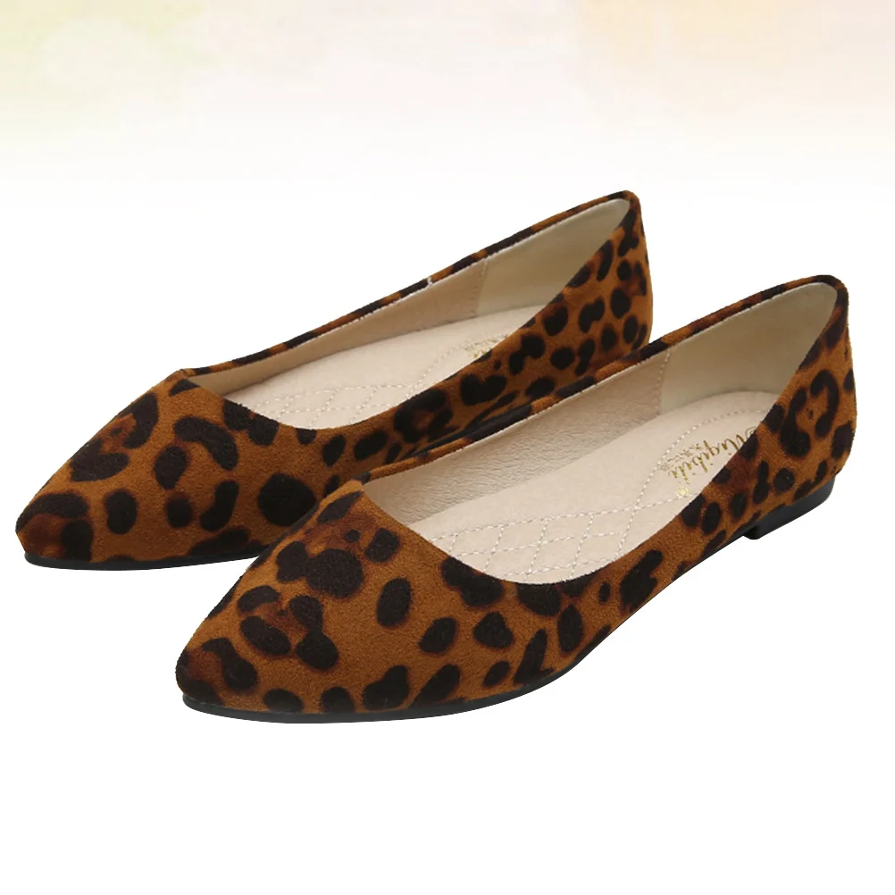 

Eye-Catching Leopard Flat Heel Pointed Shoes for Women Ladies Brown Size 42 Comfortable Stylish Everyday Wear Women Shoes