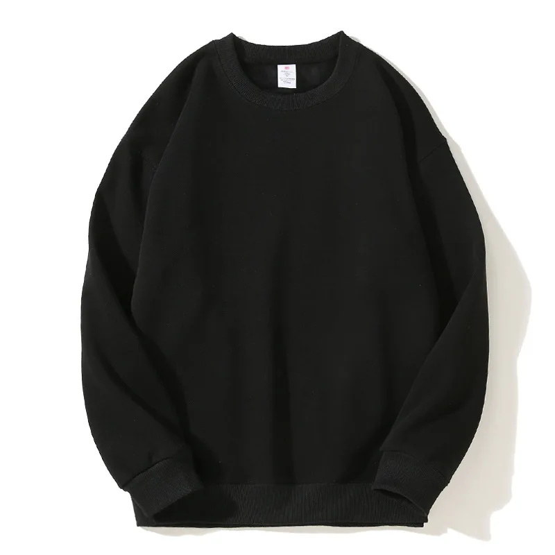 الخريف الشتاء الوزن الثقيل 400 جرام القطن الجولة الرقبة البلوز للجنسين الصوف سميكة سترة الرجال طويلة الأكمام تي شيرت