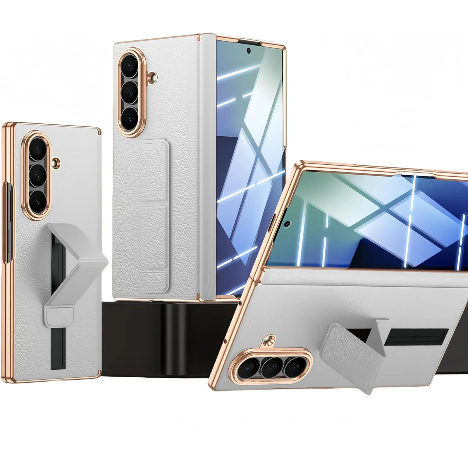 

Ultra-Thin Leather Case for Samsung Galaxy Z Fold 7 – Shockproof, Built-in Screen Protector, Adjustable Kickstand