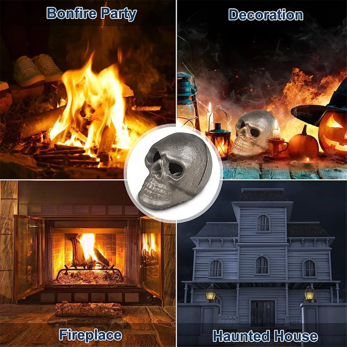 3PCS Lava Skull Rocks Skull for Fire Pit Skeleton Fire Pit