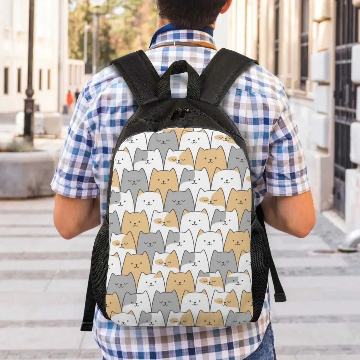 Custom Funny Cute Cats Pattern Backpack for Men Women School College Student Bookbag Fits 15 Inch Laptop Bags