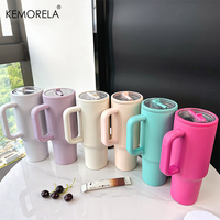 KEMORELA Thermos Cup 40oz Double-Layer Tumbler Ice Cup 1200ML Leak-Proof Foldable Straw Cover Direct Drinking Mouth Car Cup