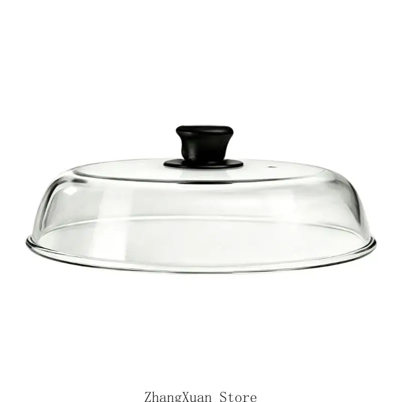 Clear Glass Microwave Splatter Lid, Borosilicate Reheating Lid with Top Knob Handle, 26 Cover for Meals, Bowls, and Countertop