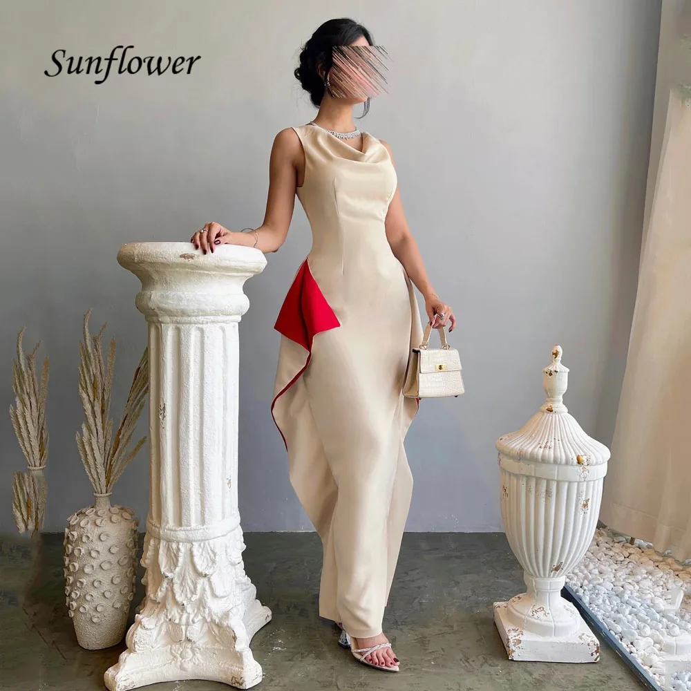 

Sunflower O-Neck Ruffles Mermaid Evening Dresses Saudi Arabia Backless Slim Crepe Sleeveless Occasion Dresses Party Gown