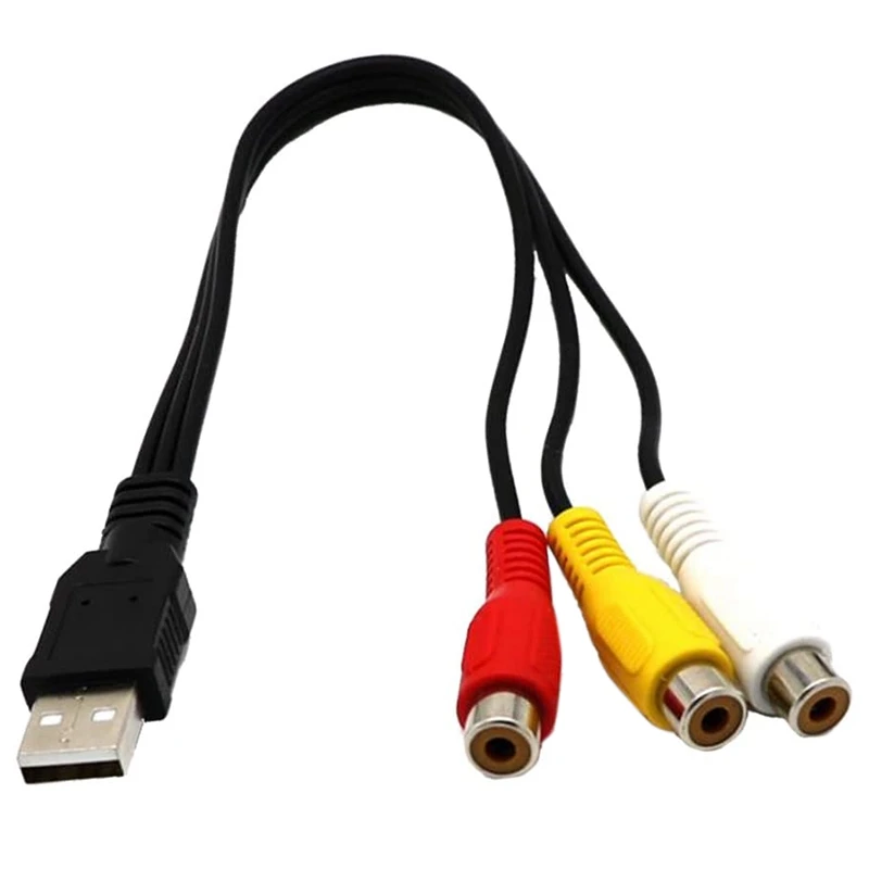 USB to 3RCA Cable USB Female to 3 RCA Rgb Video AV Composite Adapter Converter Cable Cord Connector Lead for TV PC DVR