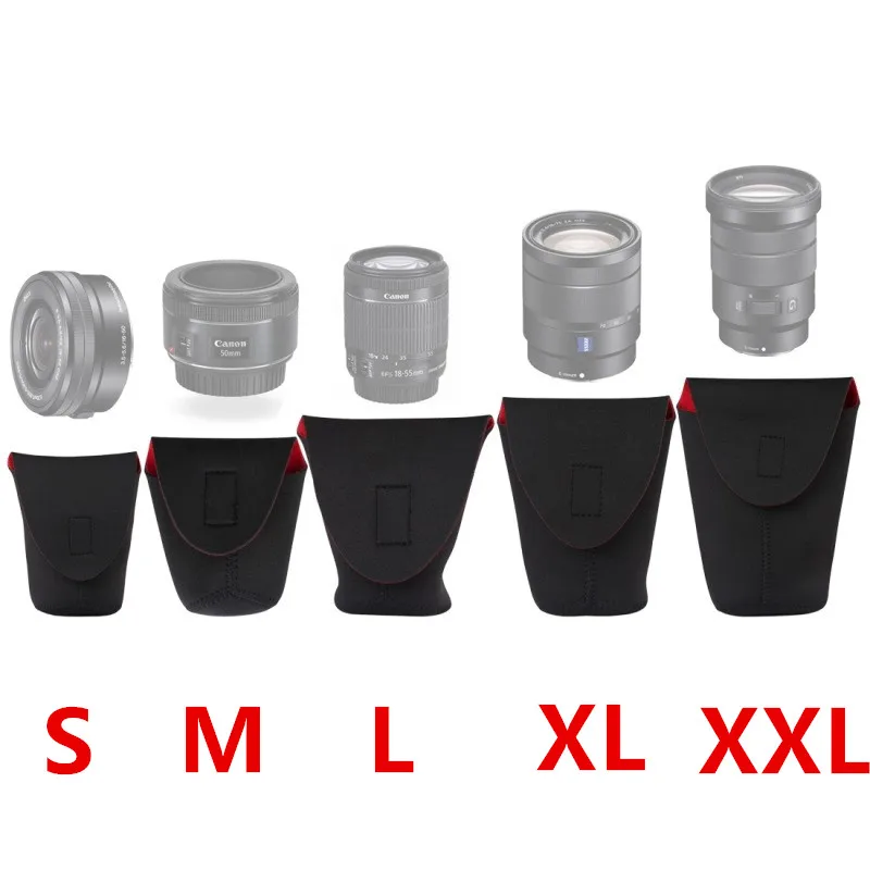 S M L XL XXL Size Neoprene waterproof Soft Camera Lens Pouch bag Case