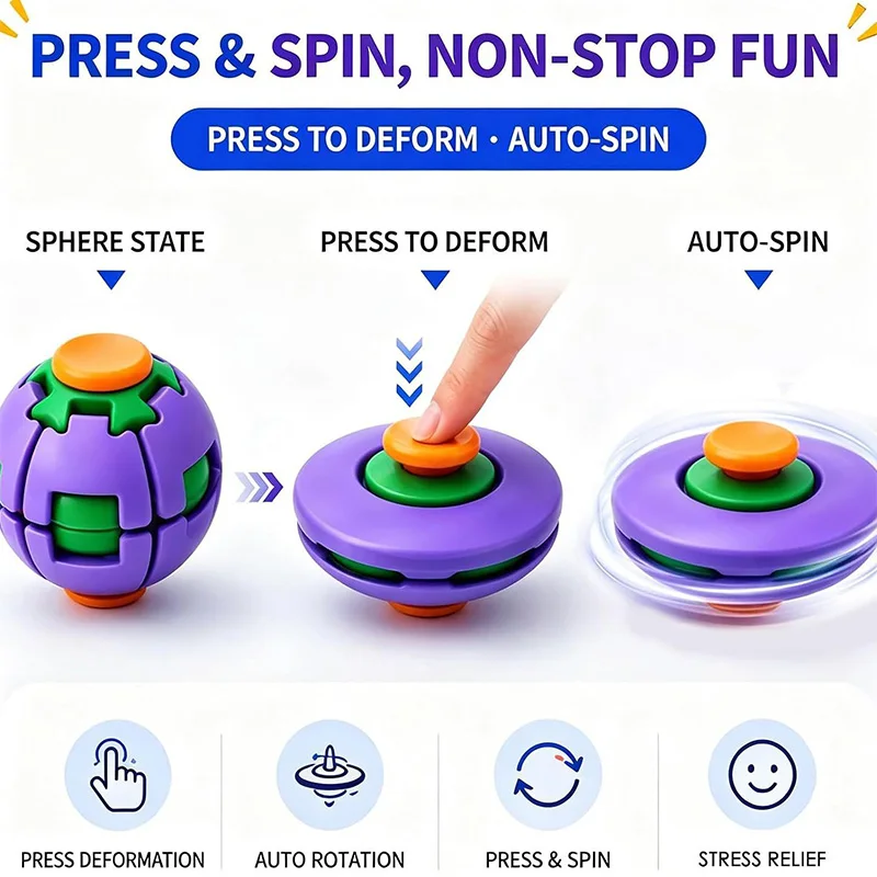 Color 3D Printing Decompression Ball Pressing and Rotating Dual-play Fingertip Gyro Office Portable Decompression Toy
