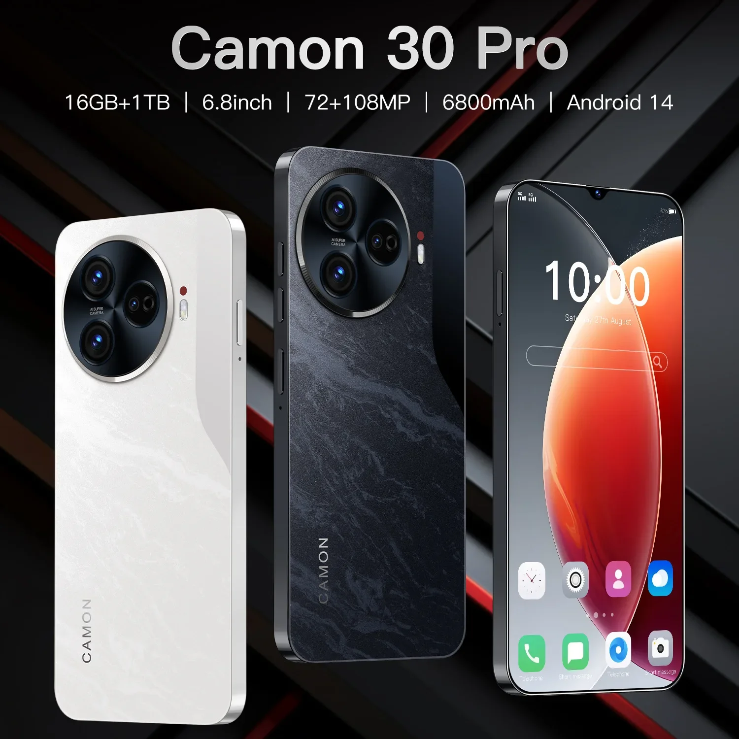 Telefone móvel Camon 30 Pro Tela grande de 6,8 polegadas 2 + 16G All-in-one Android Phone Smartphone Smartphone S23 S22 Ultra