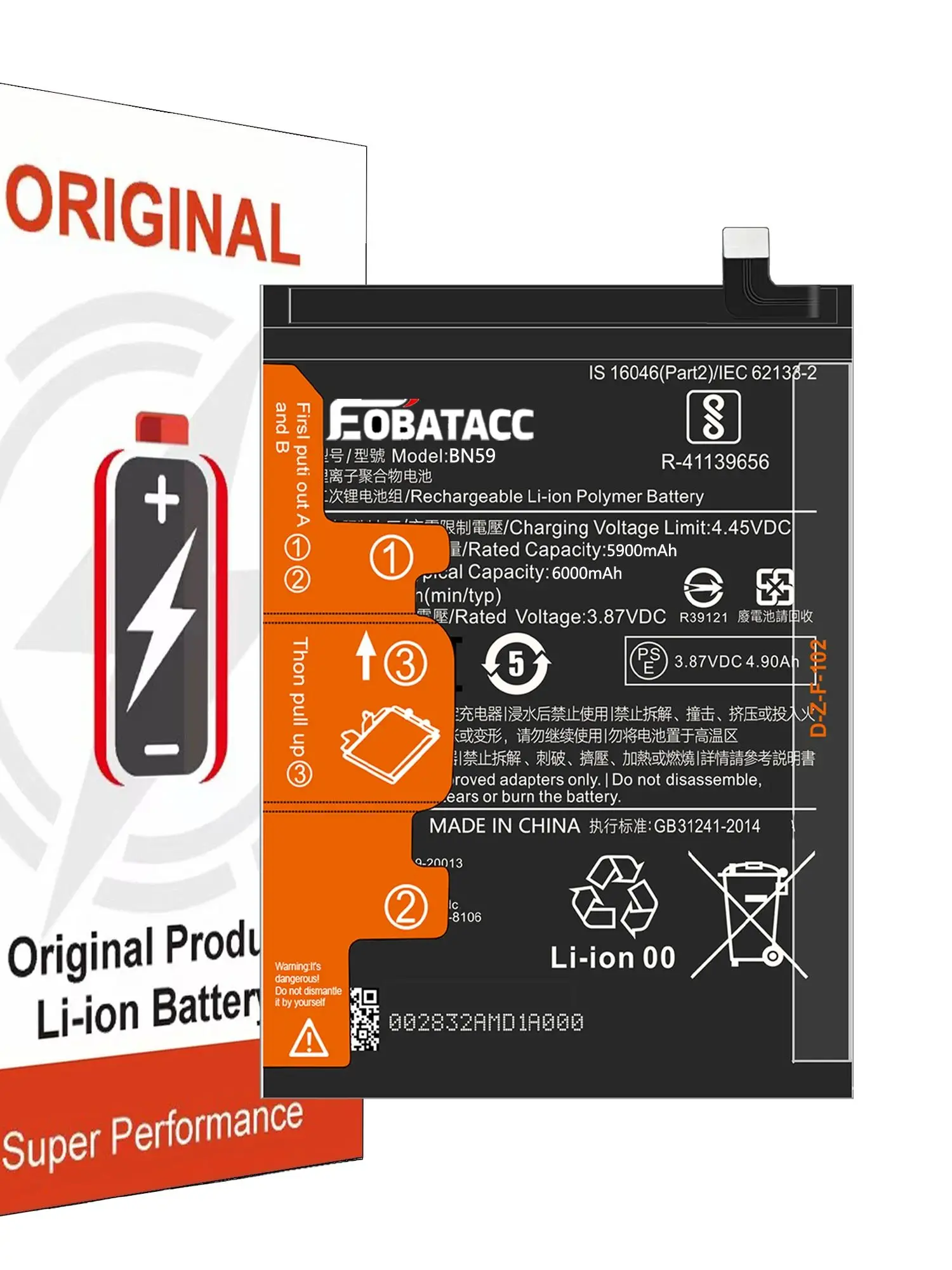 2026 YEARS EOTABACC 100% Nowa Oryginalna Bateria BN59 6000mAh Do XIAOMI Note 10 4G/NOTE 10S/POCO M5S Bateria + Narzędzia — zdjęcie produktu 7