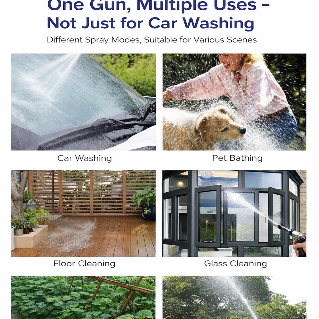 Autowaschpistole mit Verstellbarem Langstab Gartenwassersprühpistole für Rasenbewässerung Pflanzenbewässerung Autowäsche Reinigungswerkzeug – Detail 4