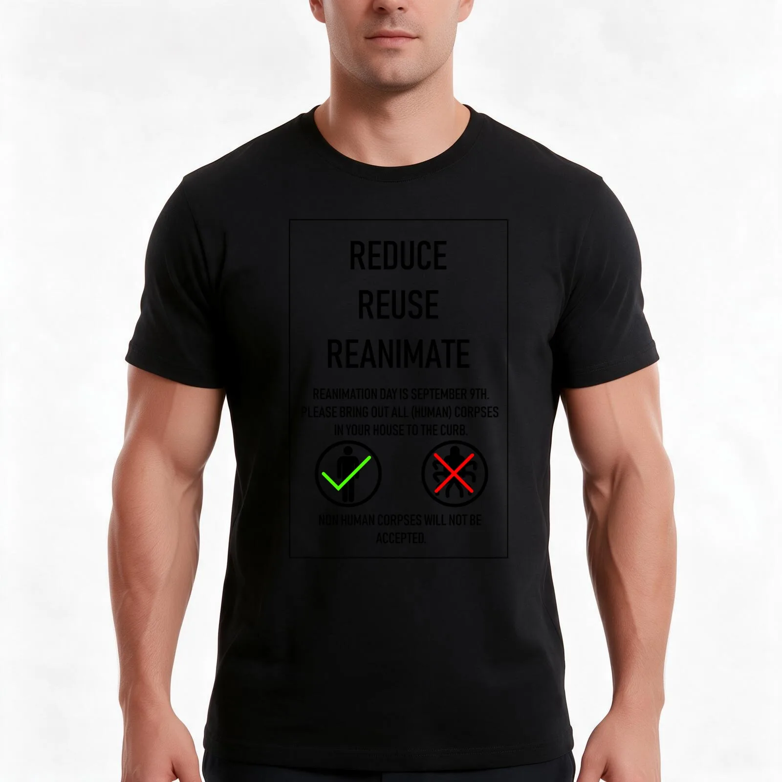 Reduce, Reuse, Reanimate T-Shirt, Summer Casual Cotton Tee, Oversized Streetwear Tops, Vintage Graphic Print, Unisex Men Women