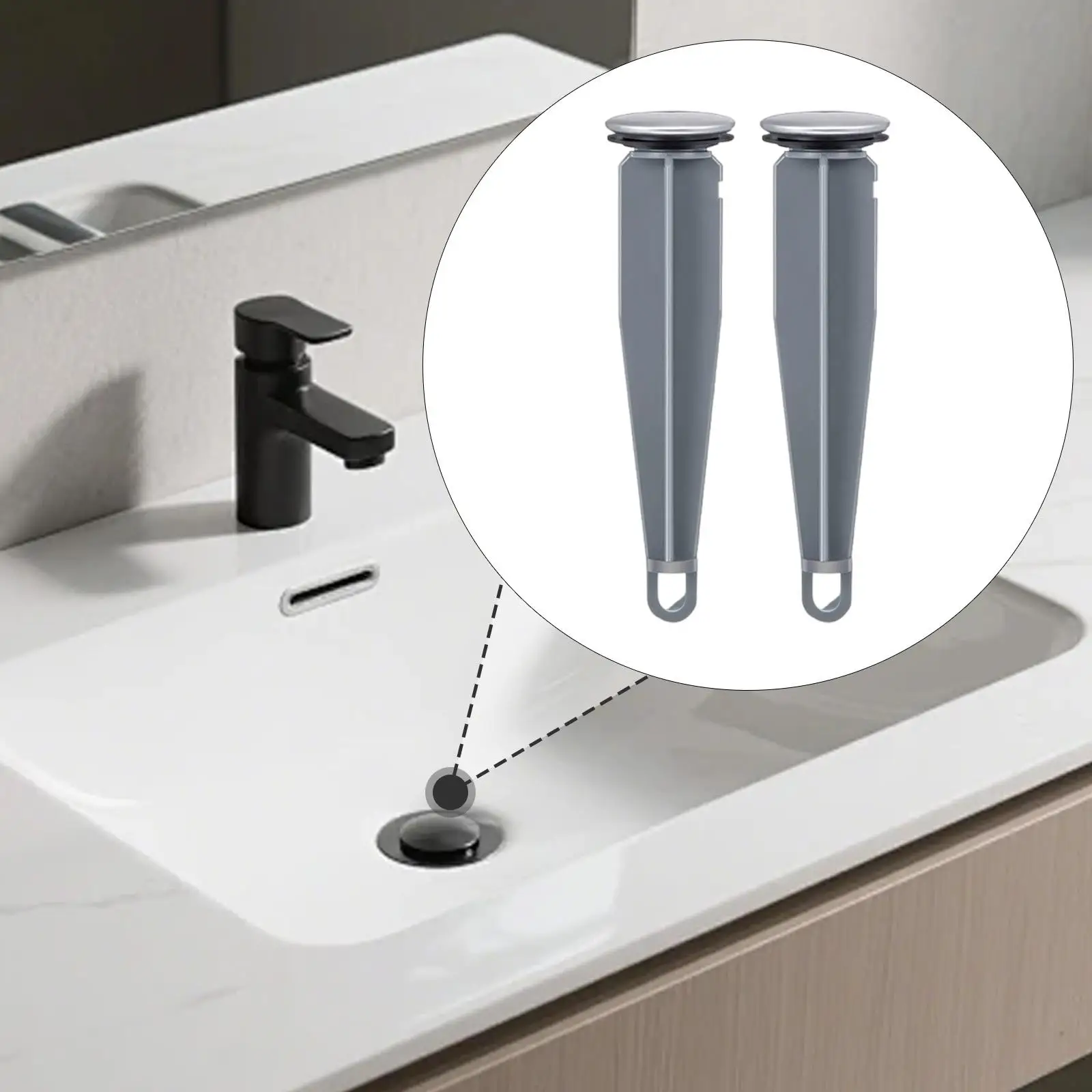 2 Pieces Bathroom Sink Popup Stoppers Easy Install/remove Pull Rod Sink Plug