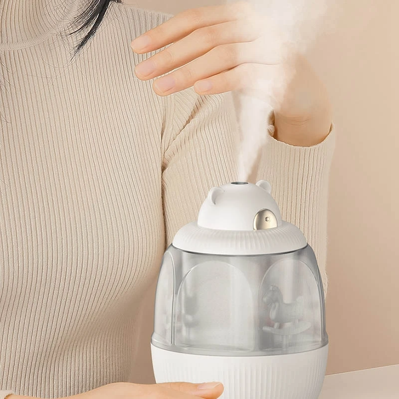 Carousel Music Box Humidifier พร้อมไฟ LED สีสันสดใส Air Humidifier Aroma Diffusers