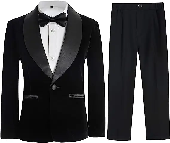 Jongens Fluwelen Blazer Jas Broek Bowtie 3 STKS Foto Pak Kinderen 1 Jaar Verjaardag Jurk Kinderen Bruiloft Prestaties Avond Set