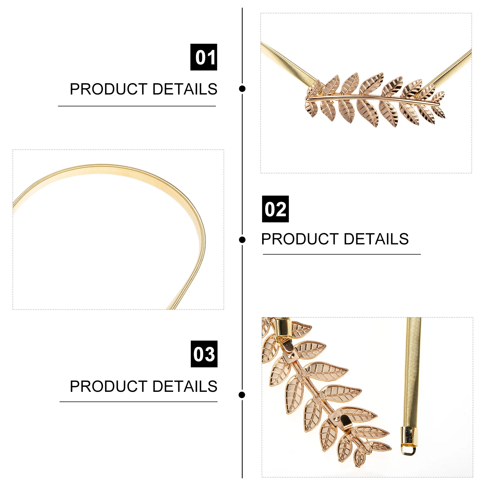 

2pcs Metal Spring Waist Chain Leaves Design Elastic Waist Belts For Women Stretchy Dress Belt Lightweight Alloy Waistband Beach