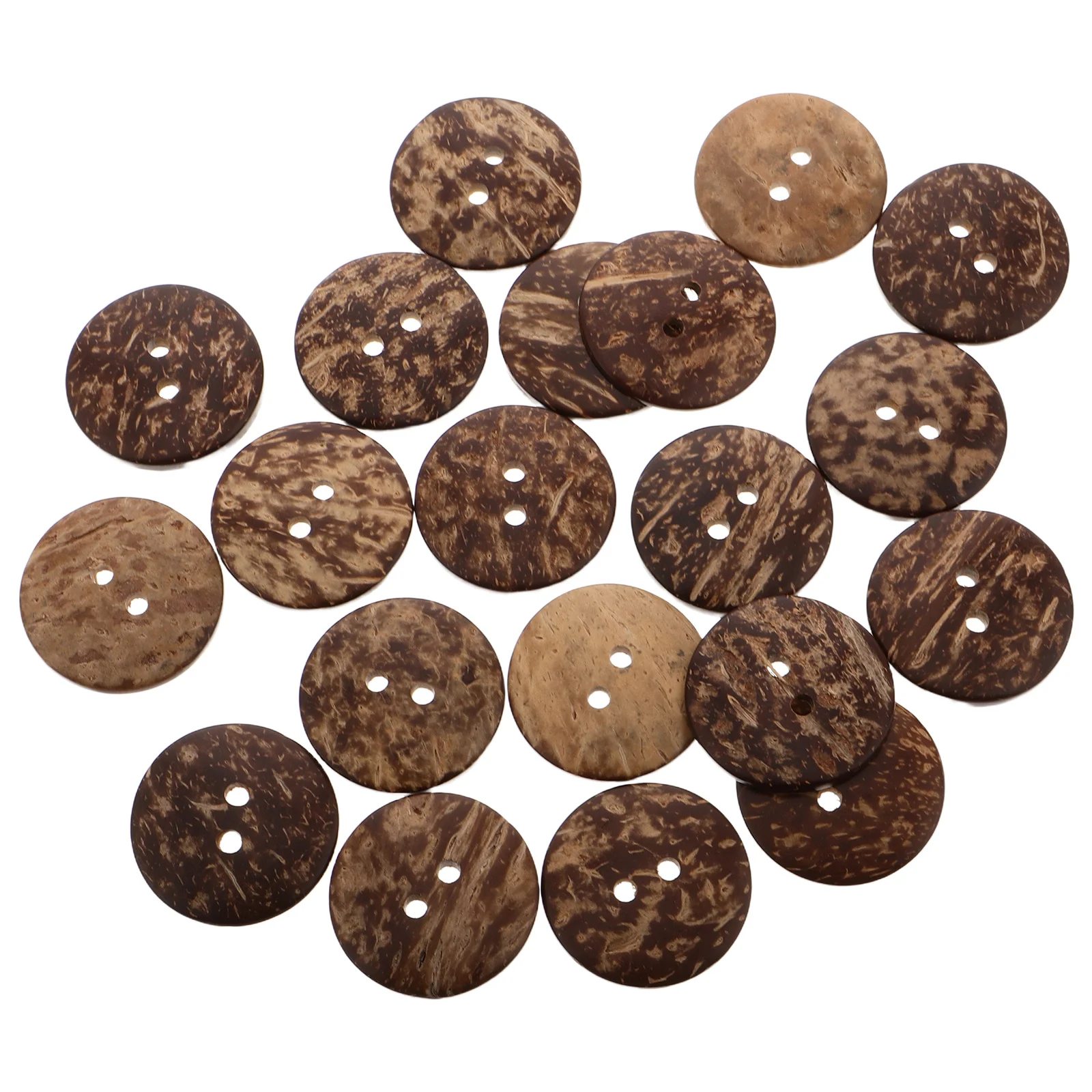 

20Pcs Natural Coconut Shell Buttons Two-Hole Round Flat Button for Coats Sweaters Shirts Jackets Sewing Crafts