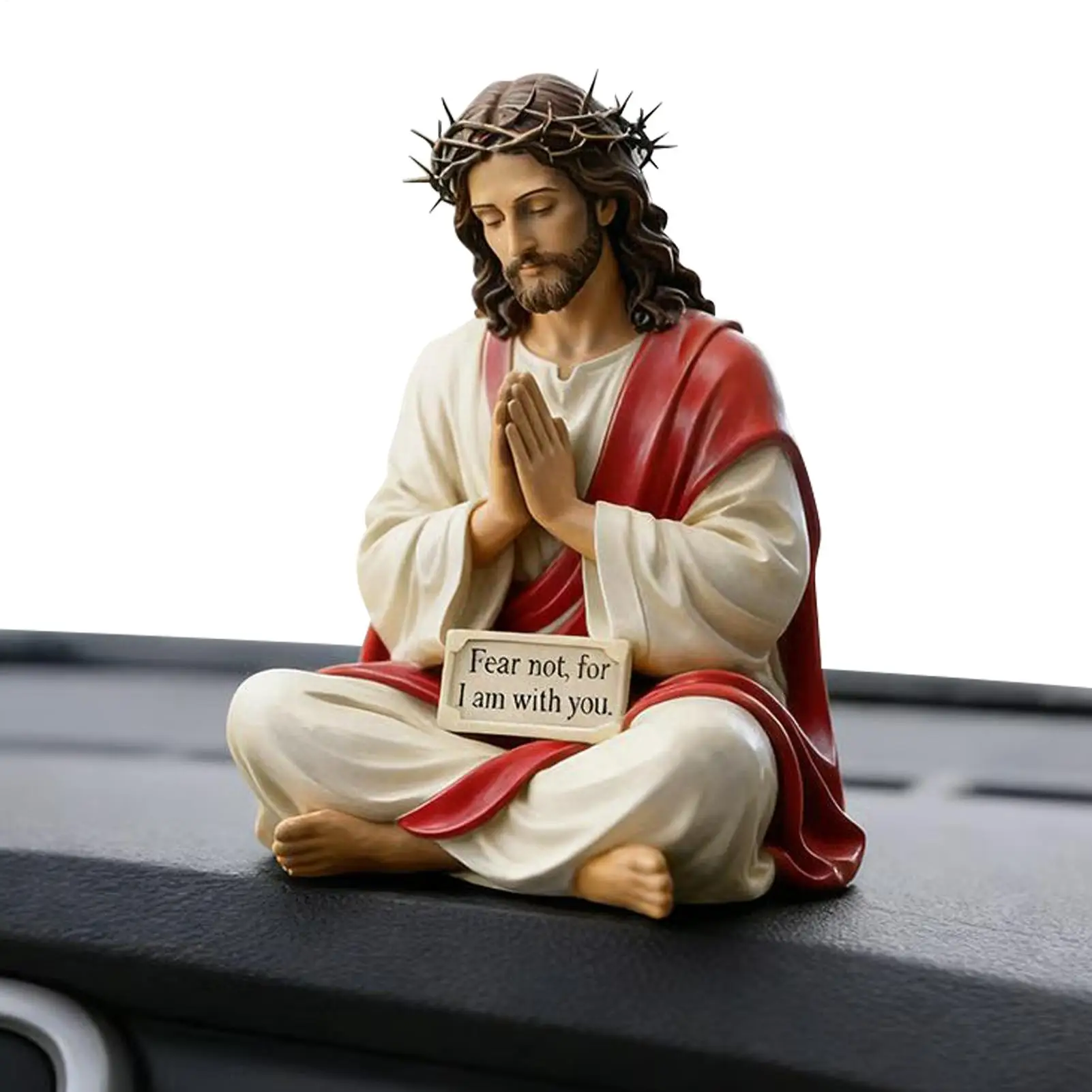 Escultura Religiosa de Resina Pintada à Mão de Jesus, Não Temer, Pois Eu Estou Com Você, Figura de Companheiro de Mesa em Resina de Jesus