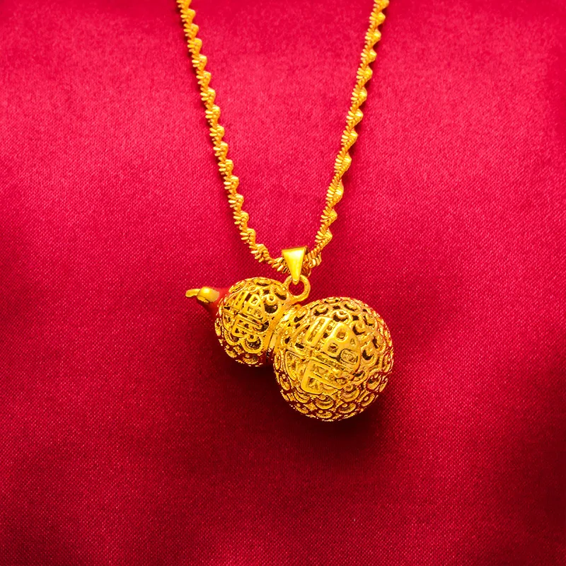 

Копия 100% чистого золота, новое медное золотое полое ожерелье с тыквой удачи, наследие, ремесло, свадебный фестиваль, подарок для подруги