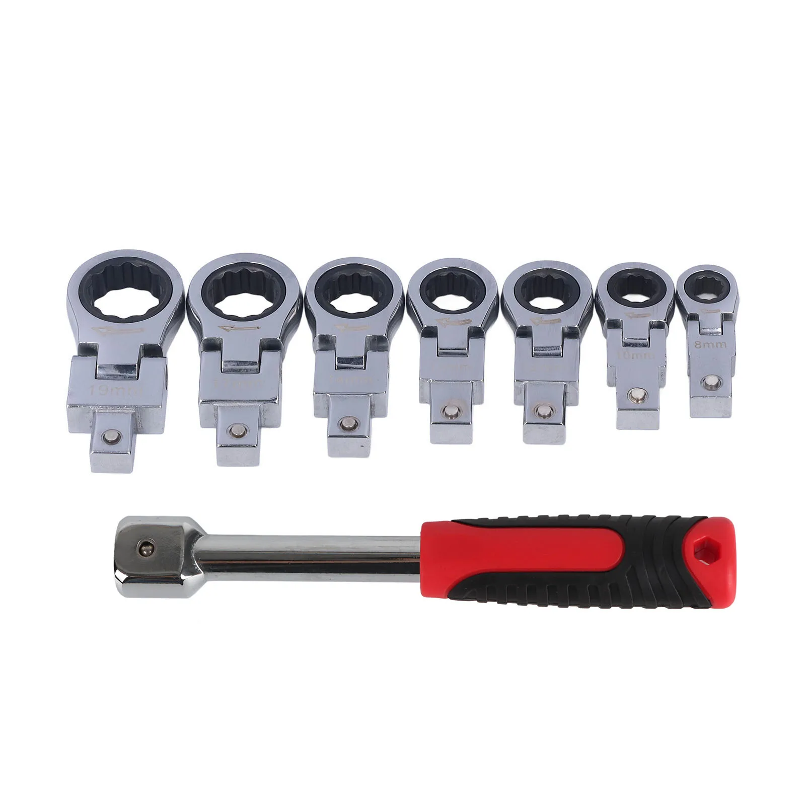 

8Pcs Ratchet Wrench 180° Flex Head Alloy Steel Tool Set Kit For Tubing Maintenance