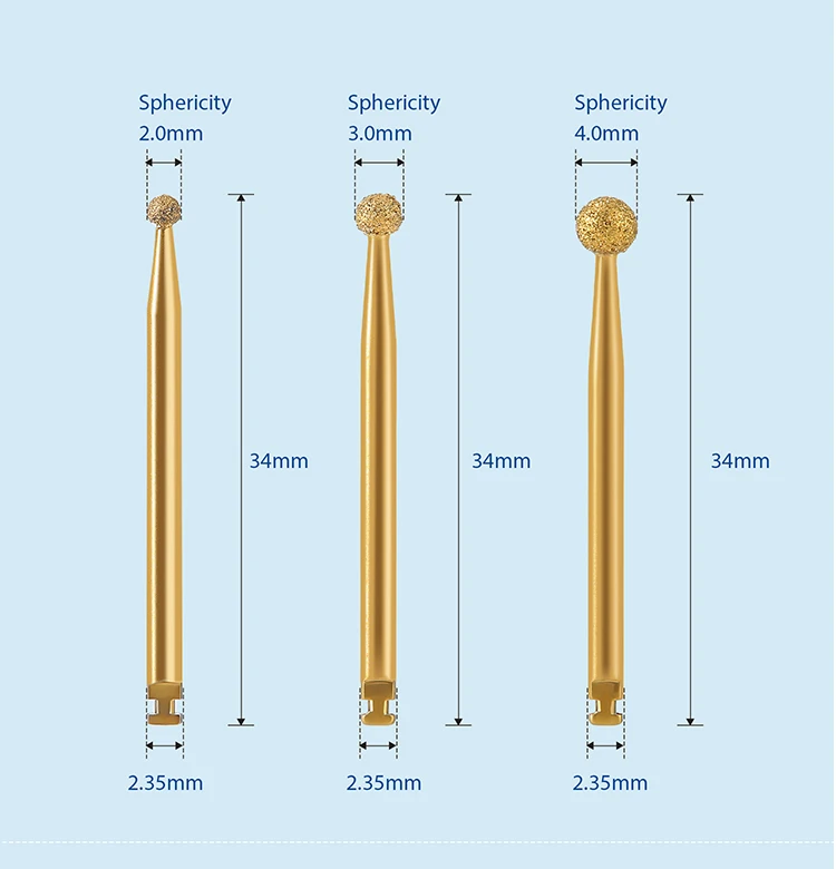 5 Stück AZDENT Dental-Diamantbohrer für den Sinus der Oberkiefer, externe Lifting-Bohrer, kugelförmig, für Implantat-Chirurgie-Handstück, Polierwerkzeug – Detail 5